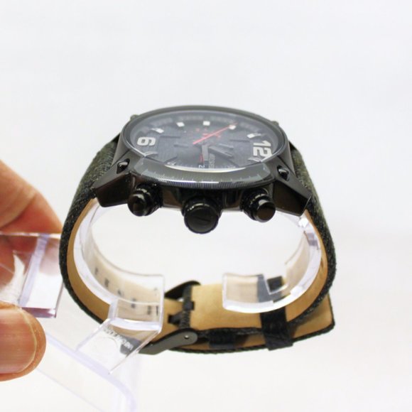 New DIESEL DZ4373 Overflow Date Multifunction 10 BAR Black fabric Leather Band - Picture 4 of 8